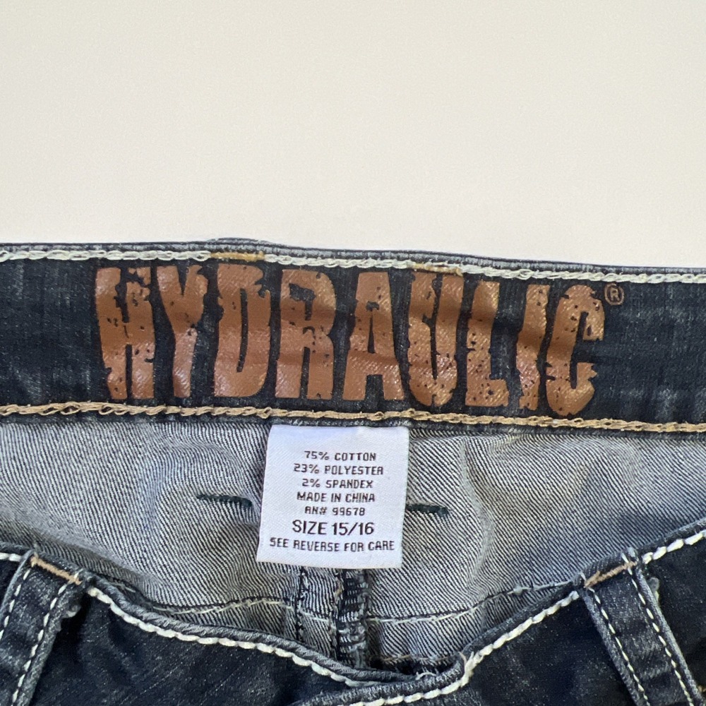 Hydraulic Lola Women's Dark Wash Jean Shorts Size 15/16 - Picture 2 of 5